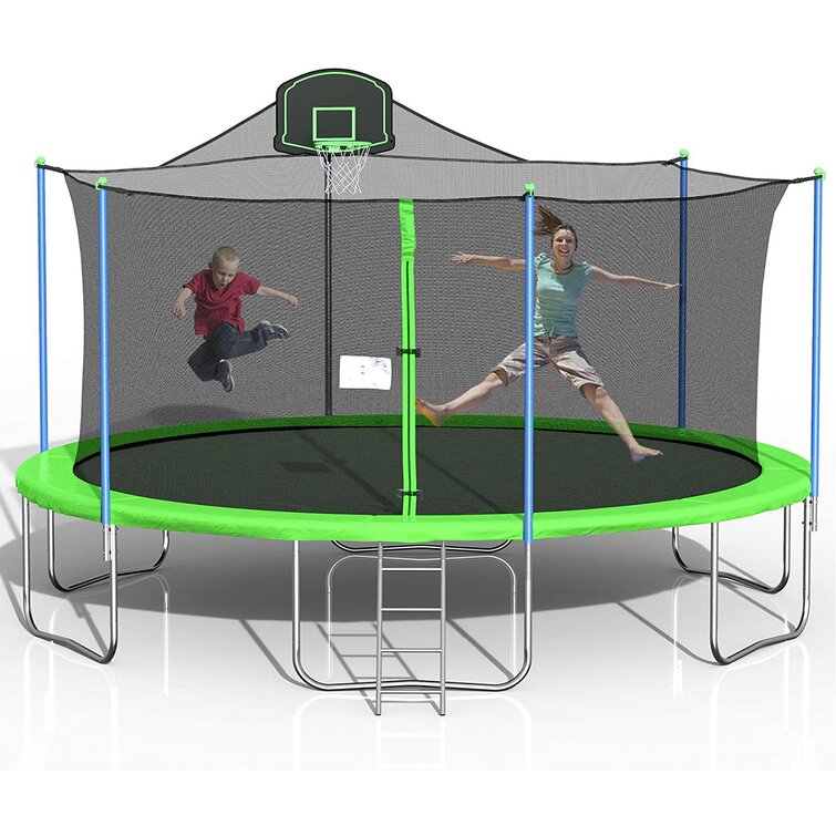 16ft Trampoline For Kids, Outdoor Trampoline With Safety Enclosure Net Basketball Hoop And Ladder, Trampoline For Adults