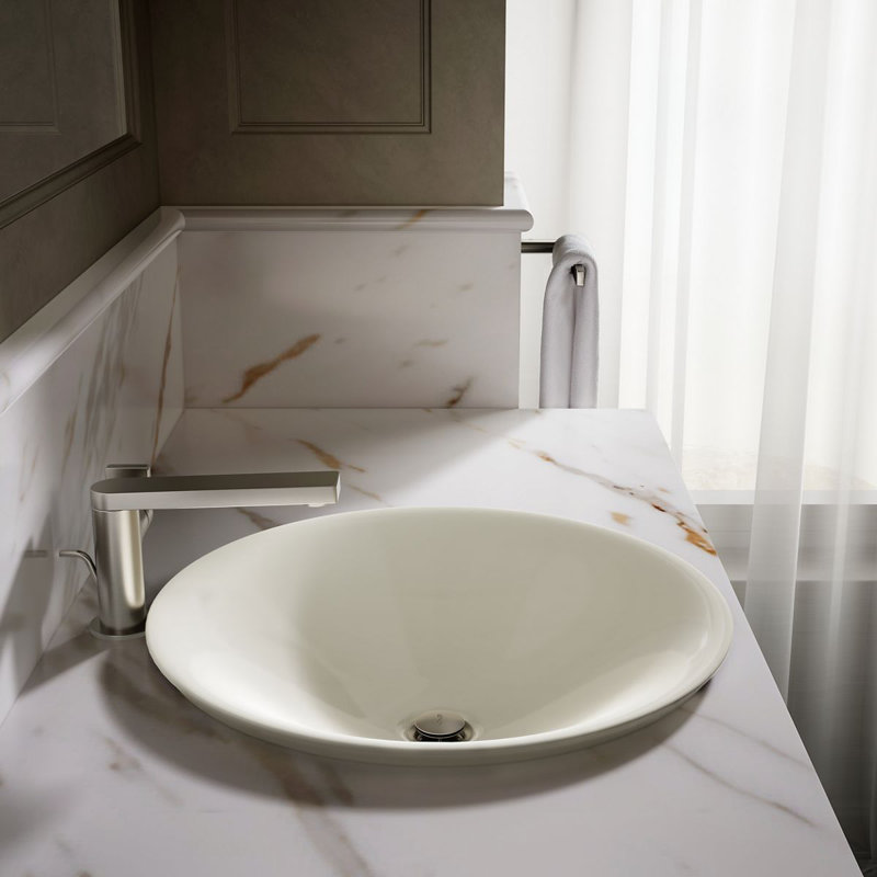Carillon Circular Vessel Bathroom Sink, Biscuit