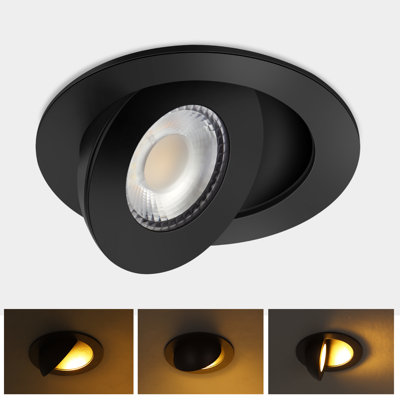 KnLnny Ware Black Gimbal Recessed Lighting 4 Inch 6 Pack with Junction Box,Adjustable Eyeball Recessed Lighting,9W 750LM,5 CCT Selectable