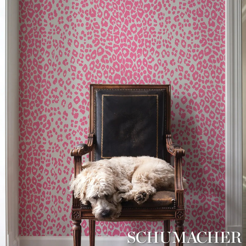 Iconic Leopard Wallpaper, Pink