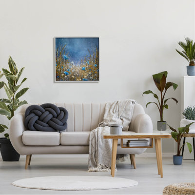 Art de giclée de prairie botanique bleu profond par Jennifer Taylor Art