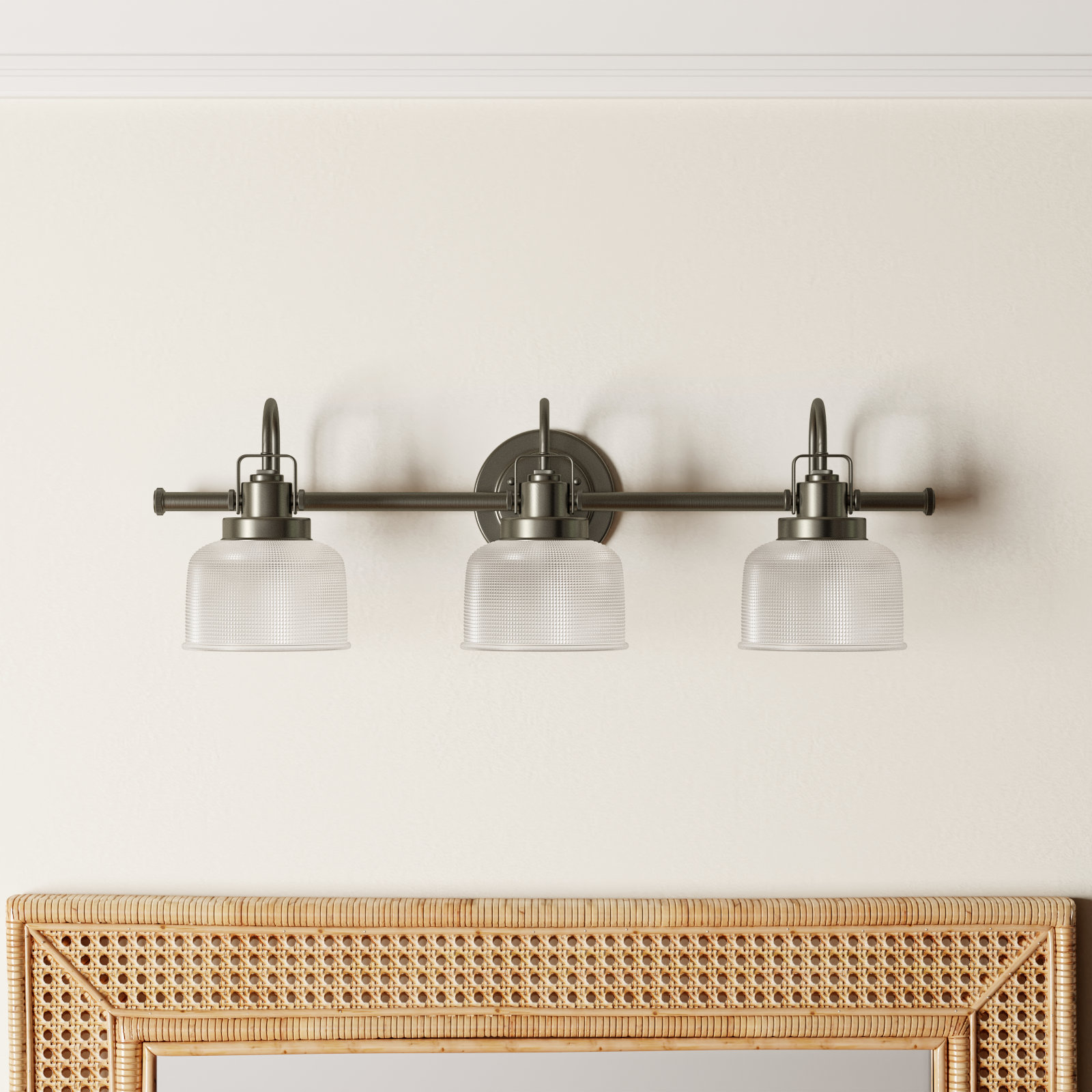 Rosser 3-Light Dimmable Vanity Light, Venetian Bronze, 8.75"H x 26.25"W x 7.25"D, 3 Lights