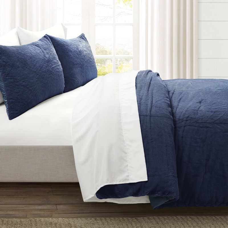 Microfiber 7 Piece Comforter Set, King Comforter + 6 Additional Pieces, Navy