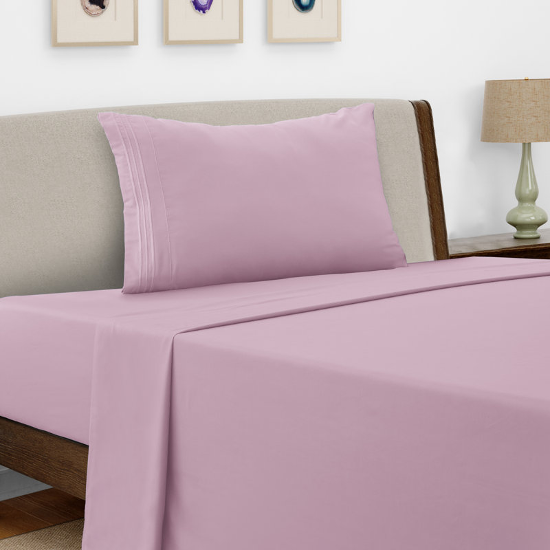 Lux Decor 4-Piece Ultra Soft Microfiber Sheet Set Deep Pocket Fitted Sheet, Wrinkle-Resistant & Easy Care Bedding, Pink