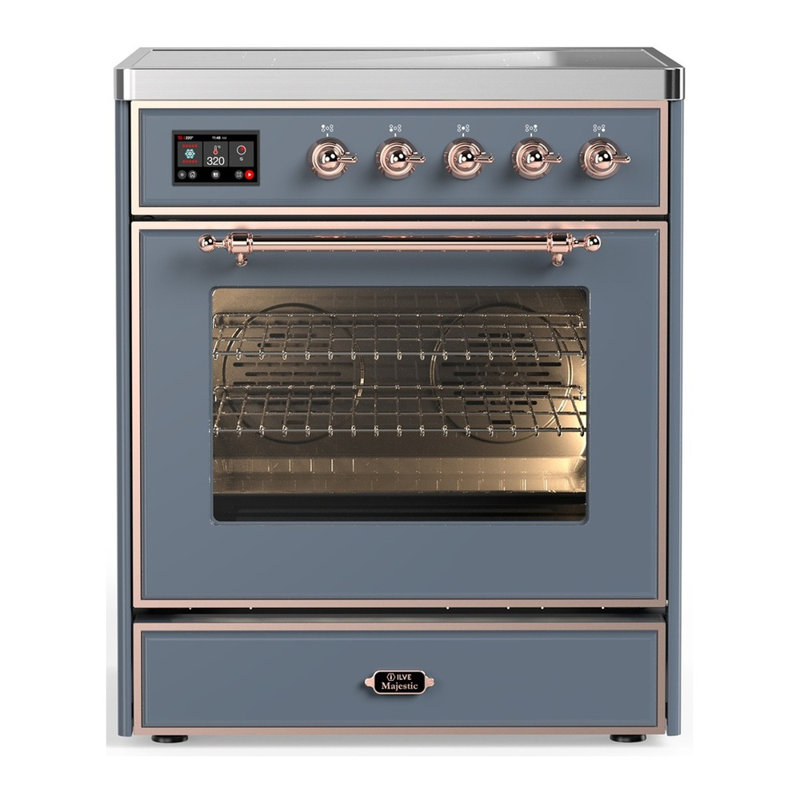 Majestic III Series 30 Inch Induction Range with 4 Induction Elements in Blue Grey (Copper Trim), Copper, Blue Gray