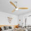 Ventilateur de plafond à DEL intégré de 52 pouces avec lumière et pales en bois massif télécommandées pour le salon
