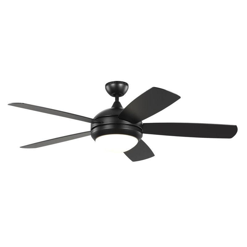 52" Cumbie 5 - Blade Outdoor LED Standard Ceiling Fan with Pull Chain and Light Kit Included, Matte Black
