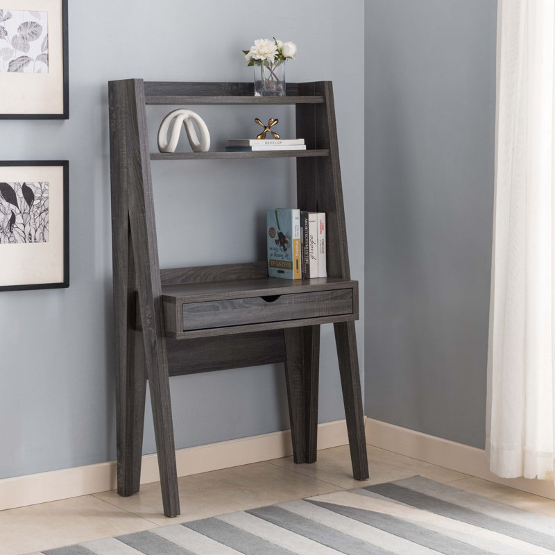 Mattson Ladder Desk with Hutch, Distressed Grey