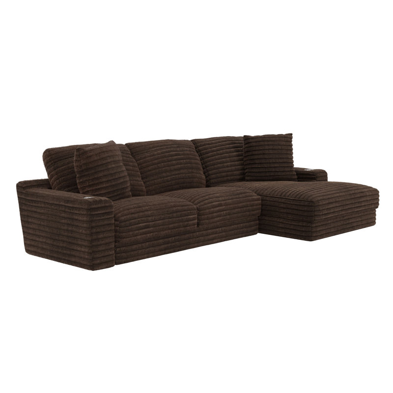  Canapé modulaire en tissu Ocossio, Orienté à droite, Polyester brun