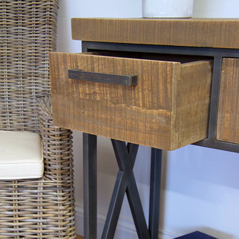 Table d'entrée en bois massif de style nordique, H 33,5 po x l 55,1 po x P 13,8 po