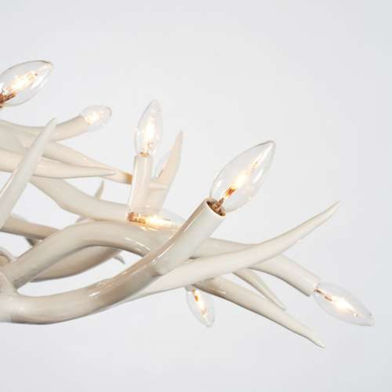 Lustre en bois de cerf Guntar, Nickel poli, 60" Diameter x 35" Height