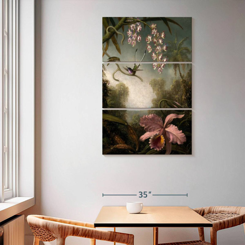 Orchidées Harnek avec colibri, H 65 po x l 42 po