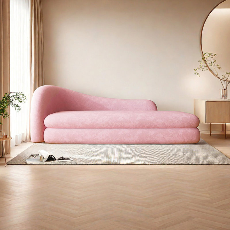 Chaise longue rembourrée Comfortable Living Room, Accoudoir à gauche (vu de face), Rose