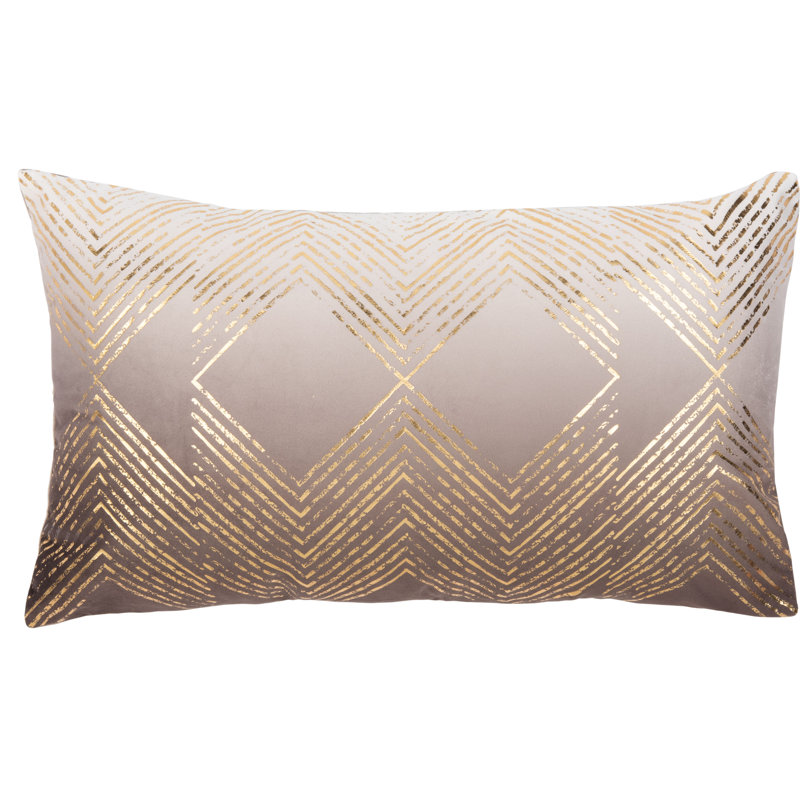 Geometric Lumbar Pillow, Brown/Gold
