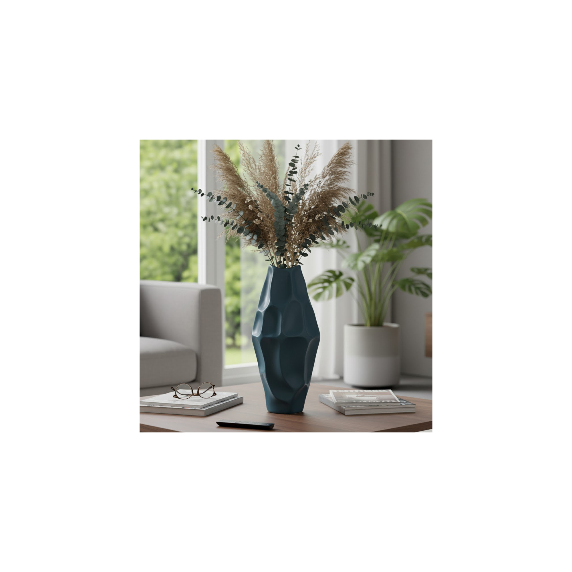 Antwerp Handmade Table Vase, 21" H x 9" W x 9" D, Teal