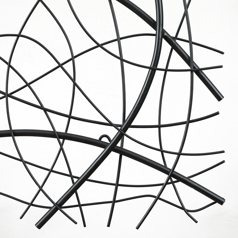 Handmade Modern Abstract Wall Decor on Metal, Black, 32.3" H x 32.3" W x 1.8" D