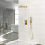 Pomme de douche double - Système de douche mural carré de 12 pouces avec valve brute, or