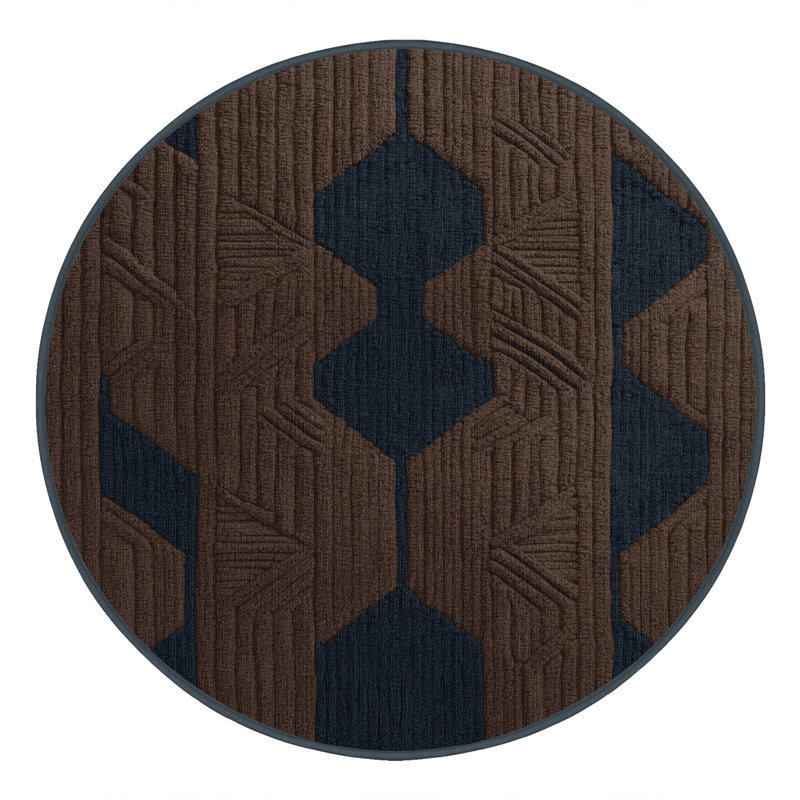 Tapis brun treillis lavable à la machine, Rond 5 pi
