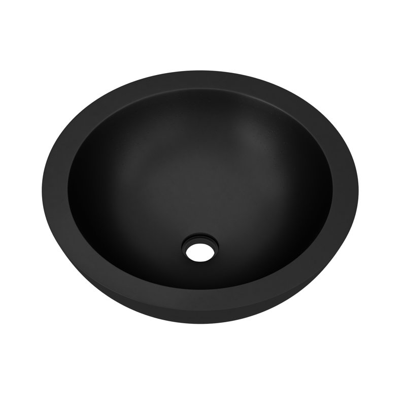 Morro Concrete Handmade Circular Vessel Bathroom Sink, Charcoal