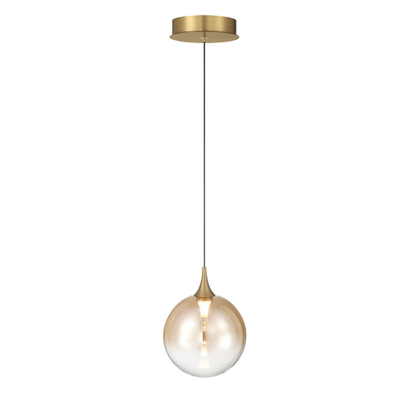 Iissa, luminaire suspendu, 6 po, or, verre ambré, Ambre