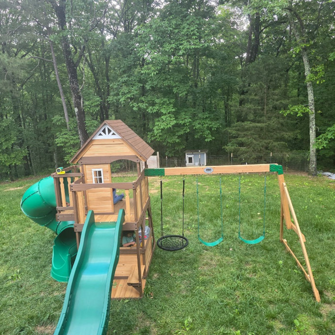 Backyard Discovery Cedar Cove Wooden Swing Set Reviews Wayfair