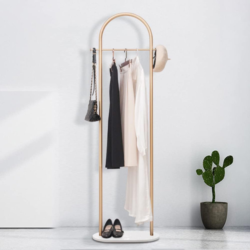 Heavy Duty Modern Coat Rack Stand with Marble Base, White