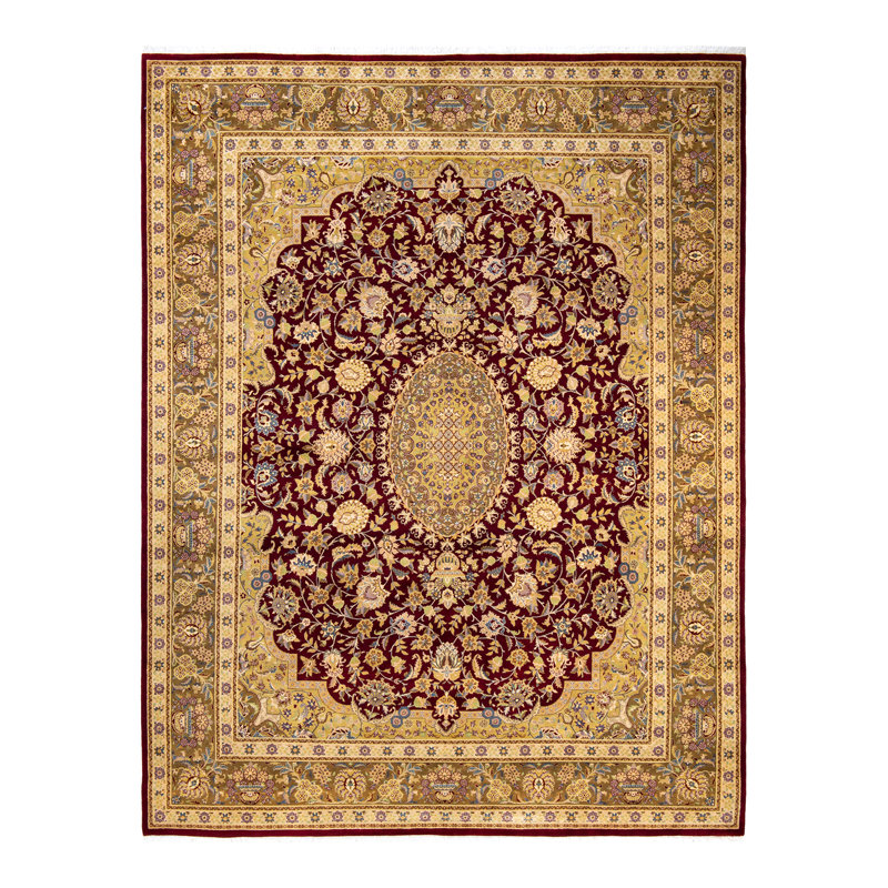 Tapis rouge noué à la main unique en son genre 8 pi 2 po x 10 pi 8 po Kraven Mogul