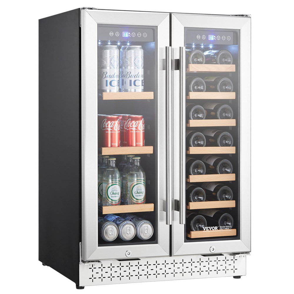 Wine and Beverage Refrigerator 24 in Dual Zone Wine Cooler with Glass Doors | Fridge.com