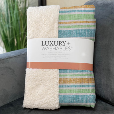 Addison Machine Washable Sherpa Throw Blanket