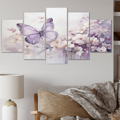 Papillon mauve enchanté vol II 5 pièces