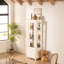 Vitrine 71 po autoportante rembourrée avec plafond à DEL 5 couleurs, 2 tiroirs de rangement, porte vitrée, porte vitrée, tablettes réglables, 180 vue panoramique pour la cuisine - vue blanche, portes, salle à manger
