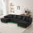 U-Shaped Sectional Sofa With RGB LED Light Strip And 6 Pillows-1105057708