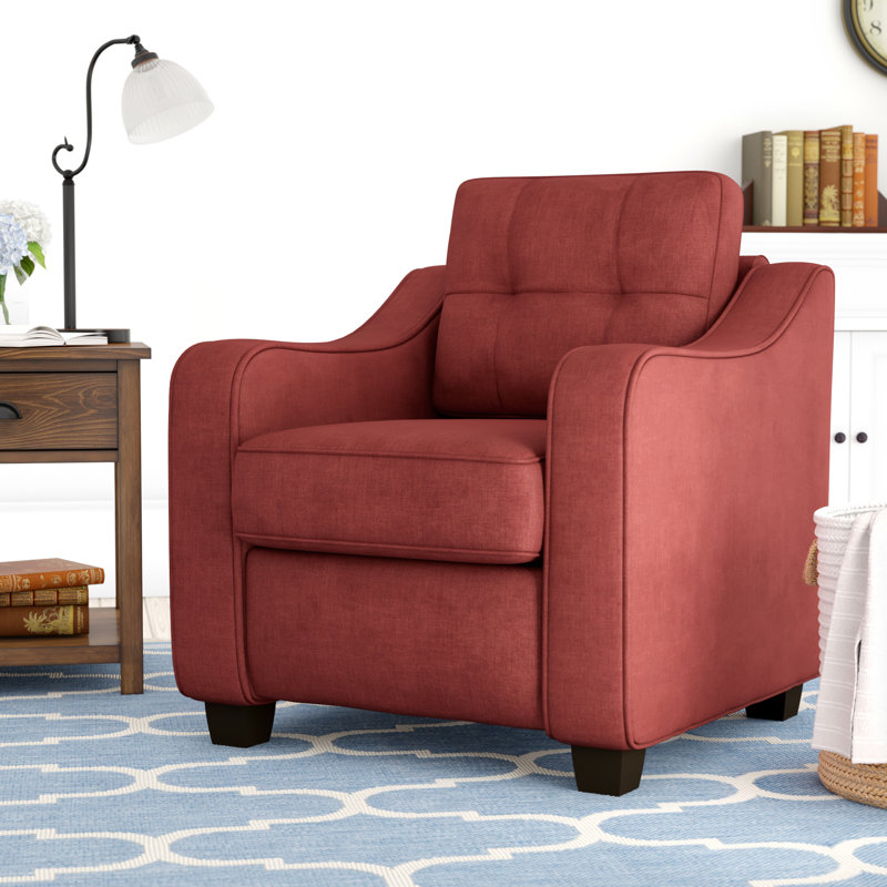 Fauteuil en lin capitonné de 30 po de large Beyer, Lin rouge