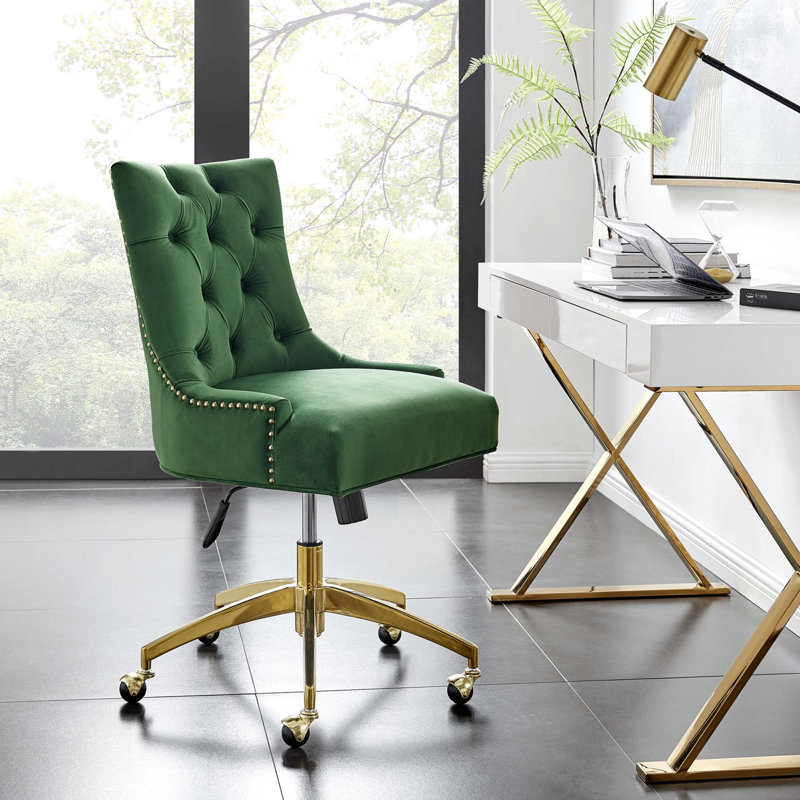 Chaise de bureau Regent, Émeraude, Doré