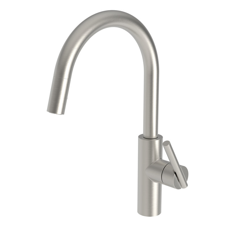 East Linear Single Handle Pull Down Kitchen Faucet, Satin Nickel