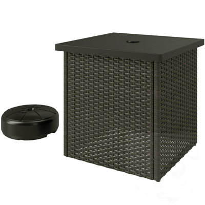 Patio Square Side Table With Umbrella Hole