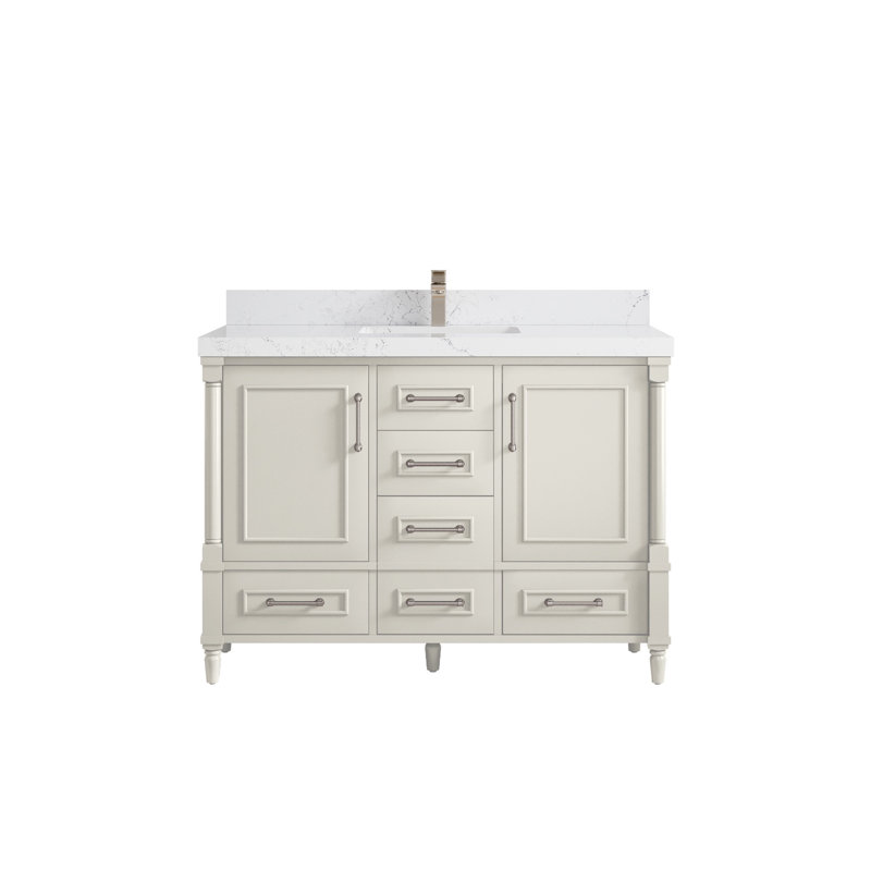 Aberdeen 48" Alabaster Single Sink Bath Vanity with Quartz Top