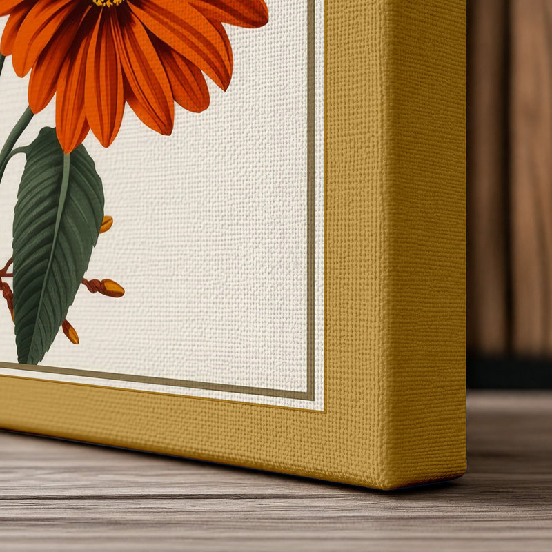 Study in Bloom Botanical - Wrapped Canvas, 30x20 - 76.2 x 50.8 cm, Ochre Border