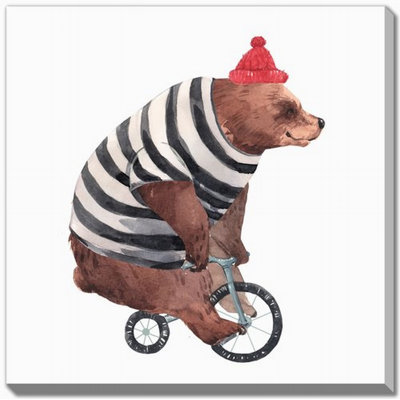 Bear On A Bike Canvas Wall Art