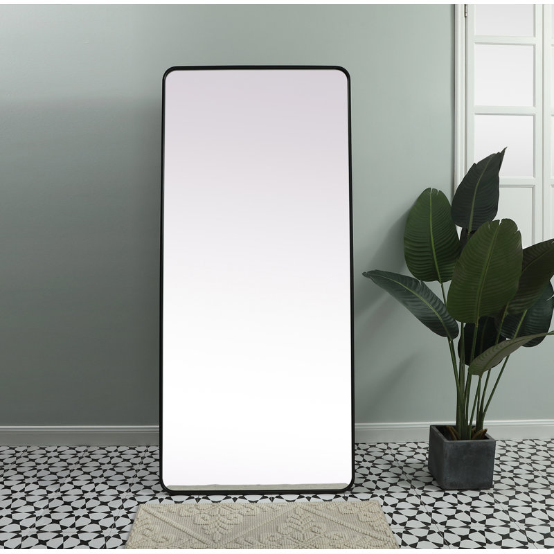 Sabine Metal Rounded Rectangle Wall Mirror, Black, 72" x 32"