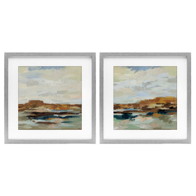 Blended American West Atmosphere 2pc Framed Print Under Glass Set, design by Silvia Vassileva