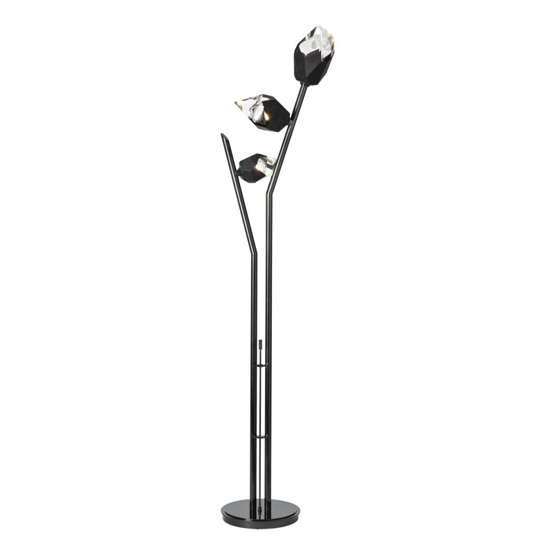 Chrysalis 74.4" Tree Floor Lamp, Black Polished Crystal, Black