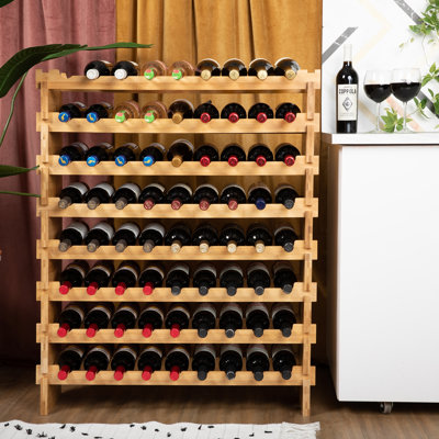 Apollonia Solid Wood Floor Wine Bottle Rack in Brown