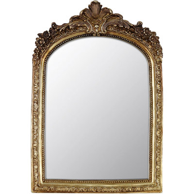 Petit miroir arqué décoratif, cadre en résine or rétro, 6,8 po x 10 po, mur ou plateau de table (or rétro, 6,8 po x 10 po)