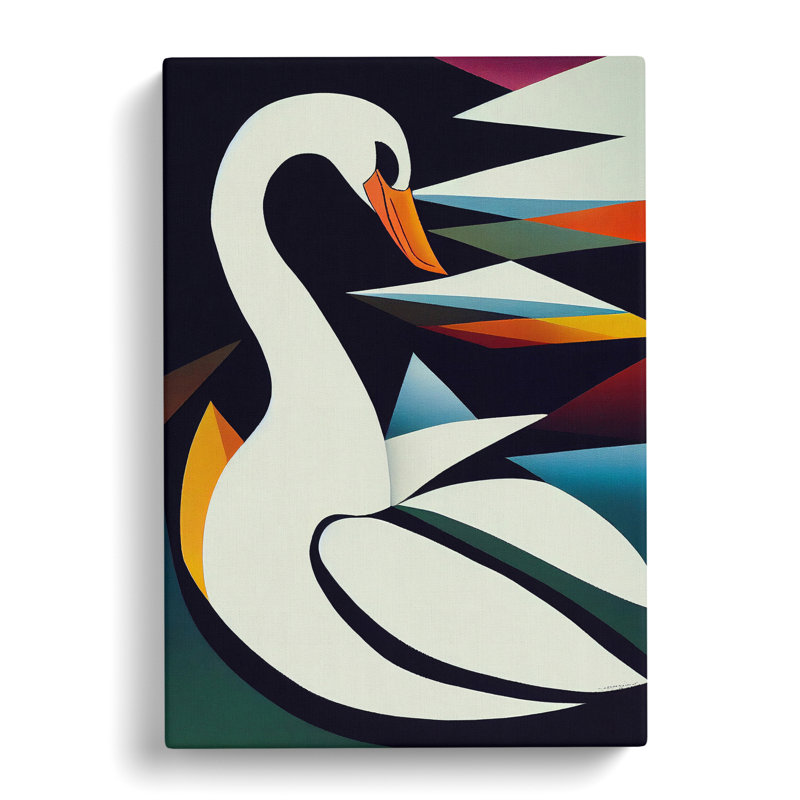 Swan In Abstract No.4 - Wrapped Canvas, 50cm H x 35cm W x 3cm D
