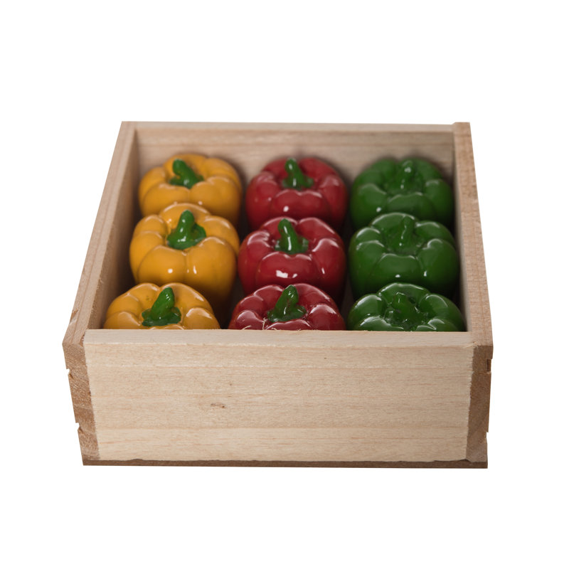  Resin 4 in. Multicolor Spring Bell Pepper Figs In Display Set of 9
