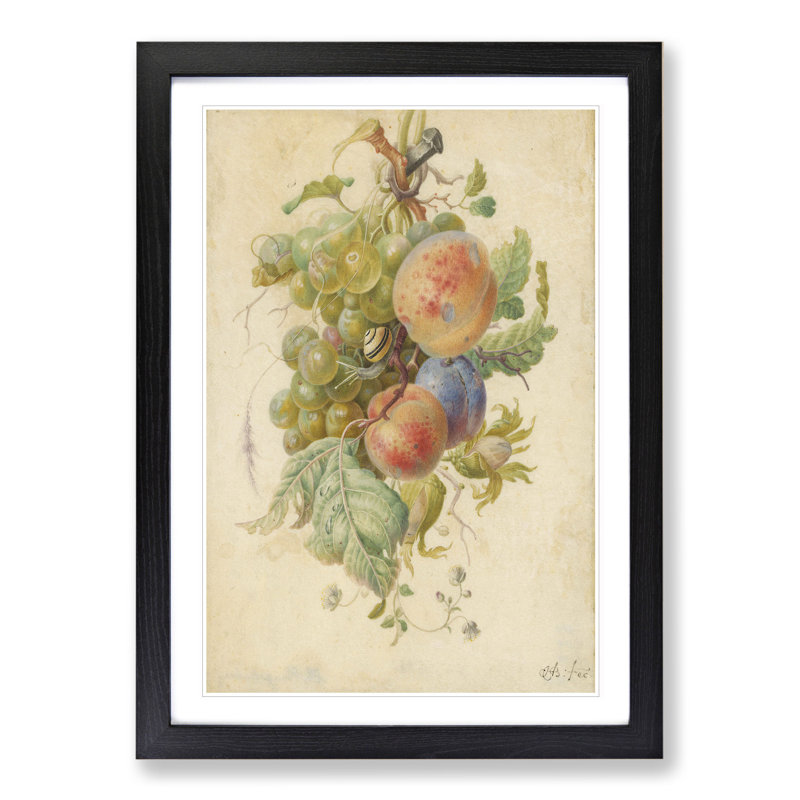 Still Life Fruit by Herman Henstenburgh - Picture Frame Painting, Black, 36cm H x 27cm W x 2cm D