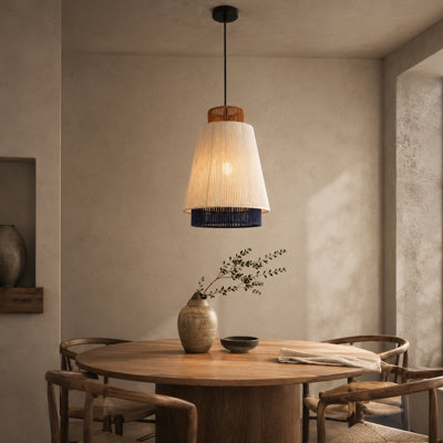 Luminaire suspendu simple tissé à la main avec abat-jour en tissu, lampe de maison de campagne moderne
