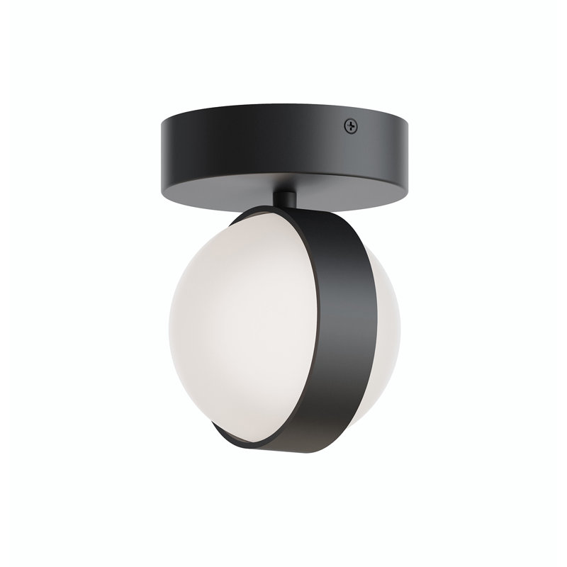 Macrae 1-Light LED Flush Ceiling Light - Acrylic Shade, Black