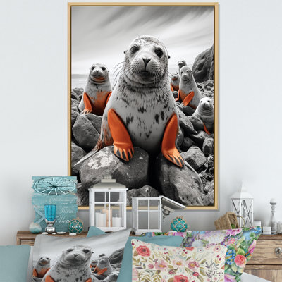 Grey Coral Seal Silent Guardians - Marine Animals Canvas Prints